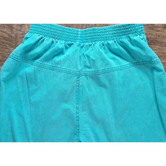 VTG 80's THAT'S ME! Women's Turquoise Pants SZ 7/8 USA High Waist Seamed Tapered - Picture 7 of 11